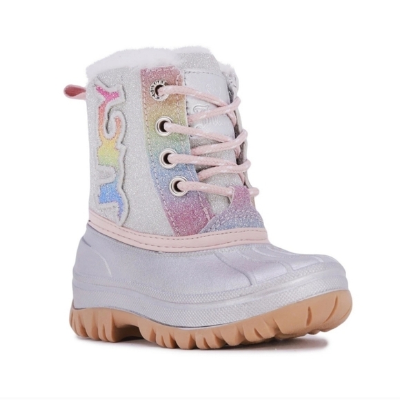 JUICY COUTURE Little Girls Glitter Sparkly Snow Duck Boots Water Resistant - Picture 1 of 8